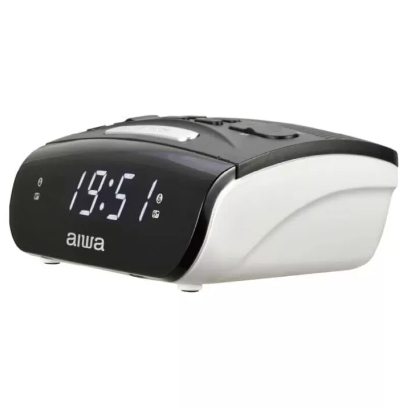 AIWA CR-15 Digitales FM-Uhrenradio mit Dual-Alarm, LED-Anzeige, Sleep-Timer - Schwarz