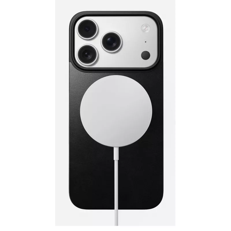 NOMAD Magnetic Leather Back für iPhone 17 Pro – MagSafe-kompatibel, Horween-Leder, Schwarz