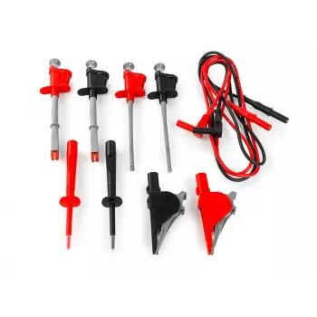 HT Instruments 44100 Multimeter-Messleitungs-Set mit 4mm Bananensteckern, Prüfspitzen und 6 Krokodilklemmen (20A)