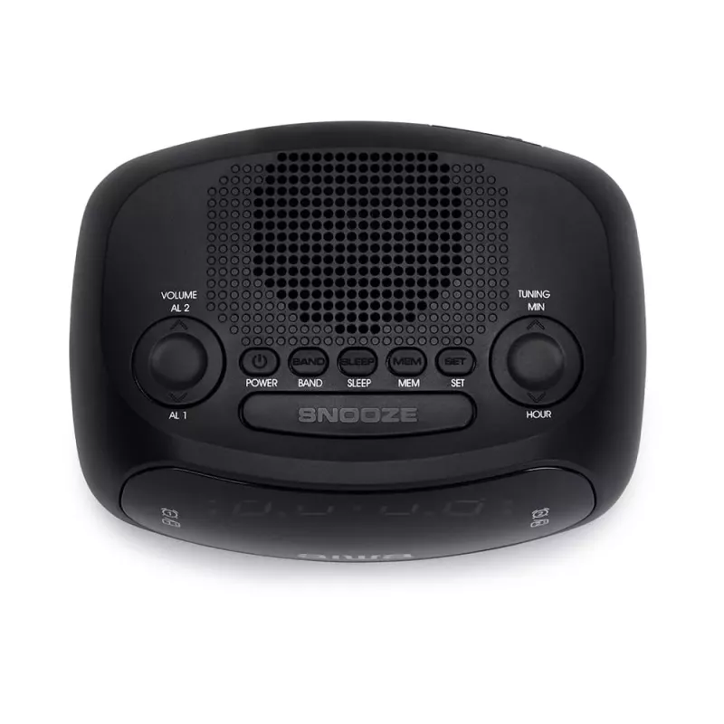 AIWA CR-09J FM-Uhrenradio mit Dual-Alarm, LED-Anzeige, Schwarz