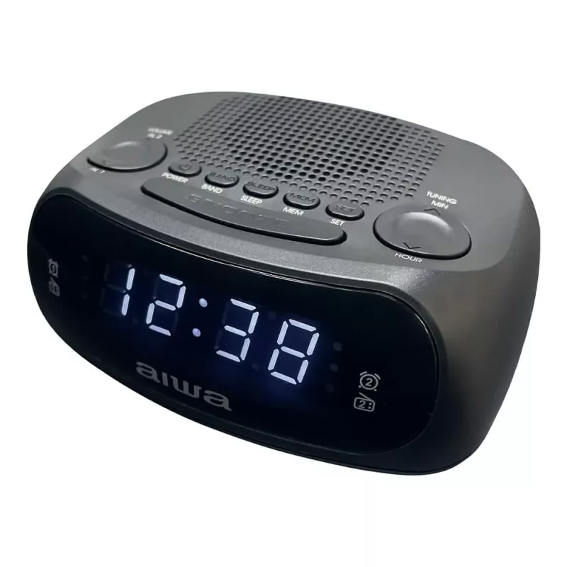 AIWA CR-09J FM-Uhrenradio mit Dual-Alarm, LED-Anzeige, Schwarz