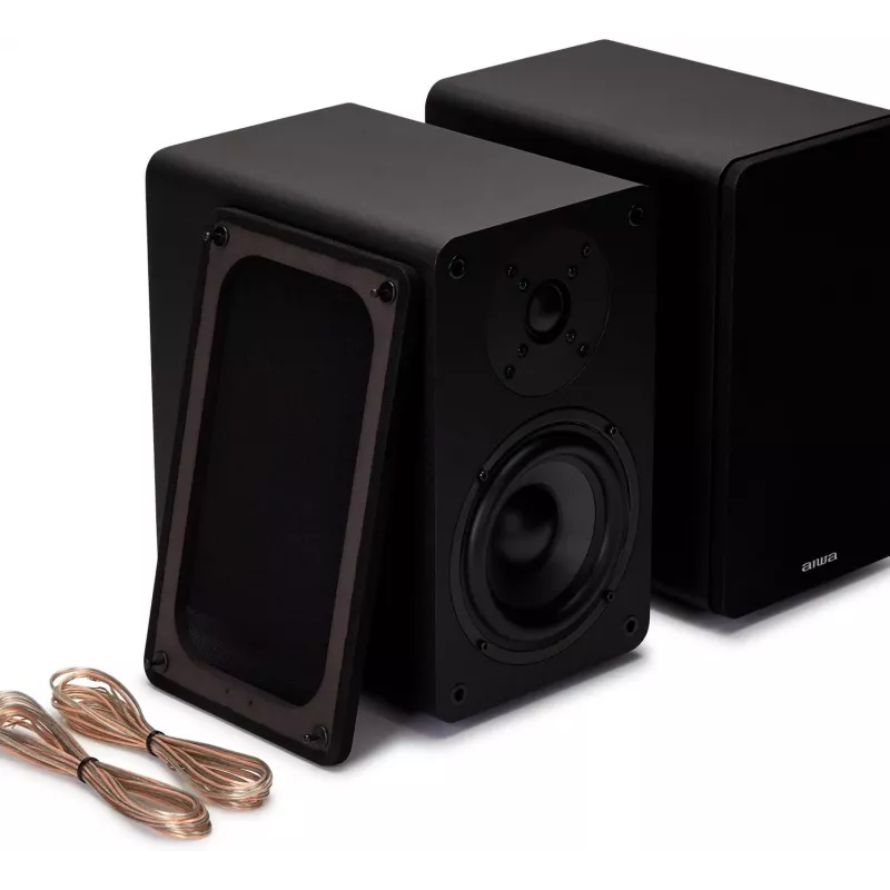 AIWA Hi-Fi 2.0 Aktiv-Regallautsprecher 2x70W RMS, Schwarz