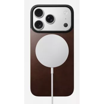 NOMAD Magnetic Leather Back für iPhone 17 Pro MagSafe-kompatibel Horween Leder Rustic Brown