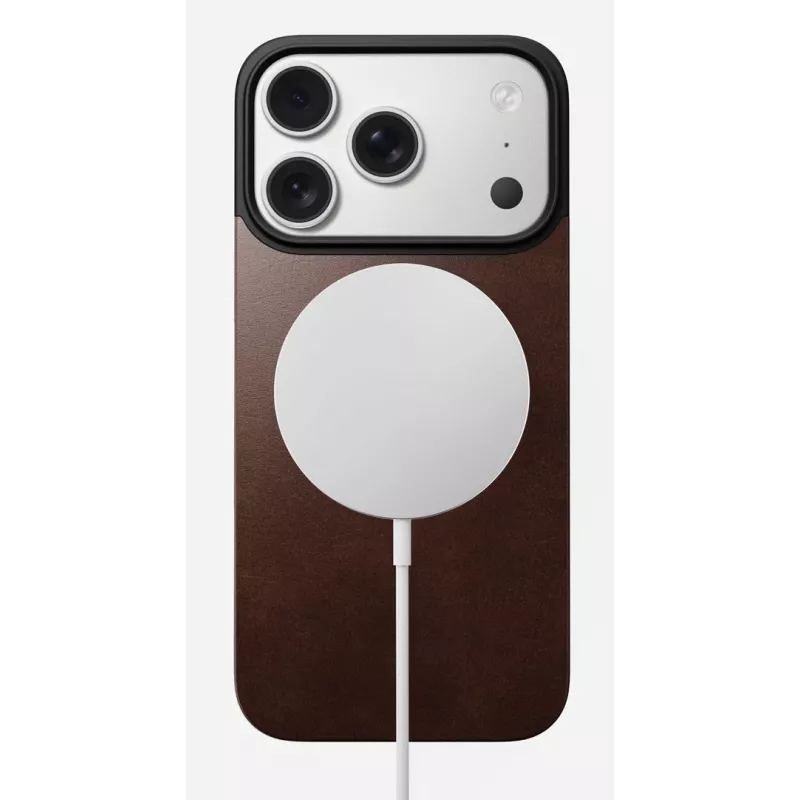 NOMAD Magnetic Leather Back für iPhone 17 Pro MagSafe-kompatibel Horween Leder Rustic Brown