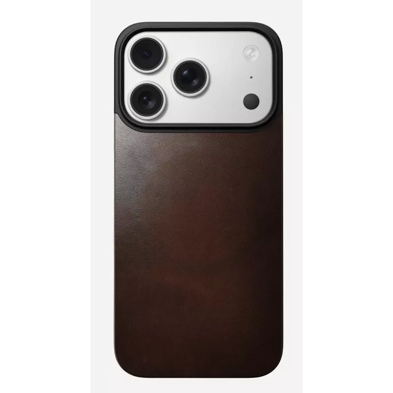 NOMAD Magnetic Leather Back für iPhone 17 Pro MagSafe-kompatibel Horween Leder Rustic Brown
