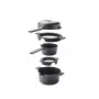Brabantia All-in-One 5-teiliges Edelstahl-Kochgeschirr-Set mit Glasdeckeln, induktionsgeeignet, Silber