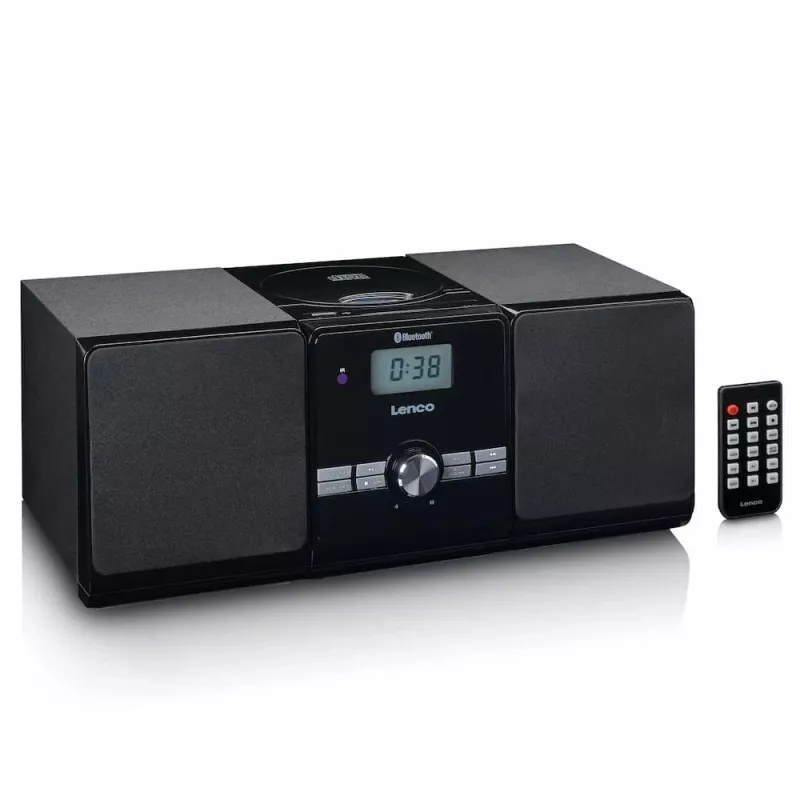 Lenco MC-030BK Micro-Musiksystem mit Bluetooth, CD, UKW-Radio, USB, AUX, Schwarz