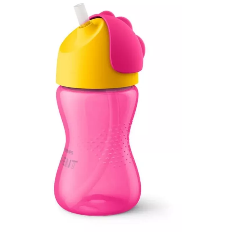 Philips Avent Strohhalmbecher mit flexiblem Strohhalm, 300 ml, 12m+, Rosa