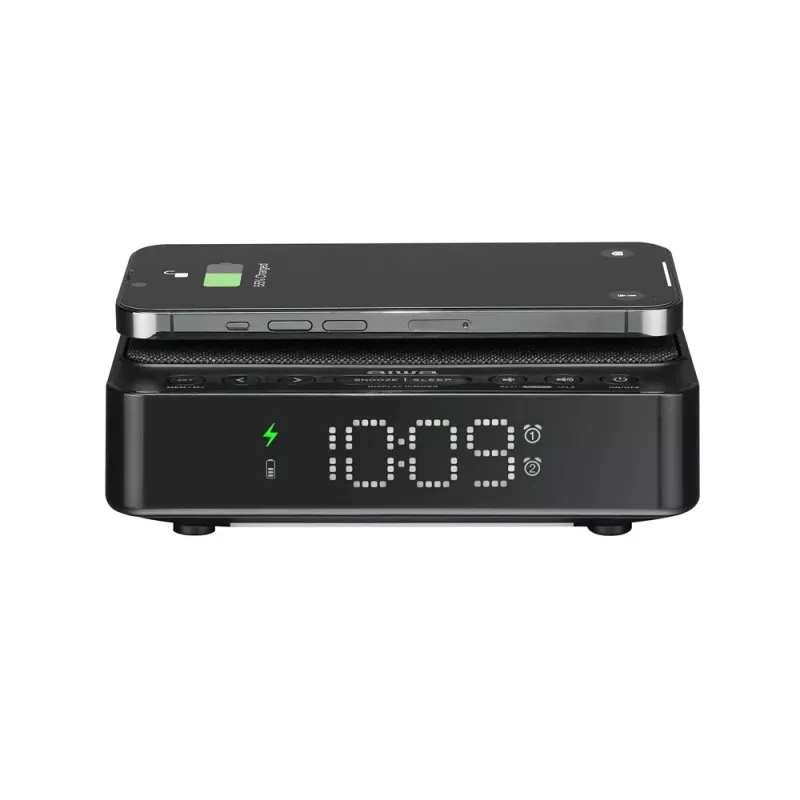 AIWA CR-30/BK Digitaler Wecker mit LED-Anzeige, FM/PLL-Radio, Schwarz