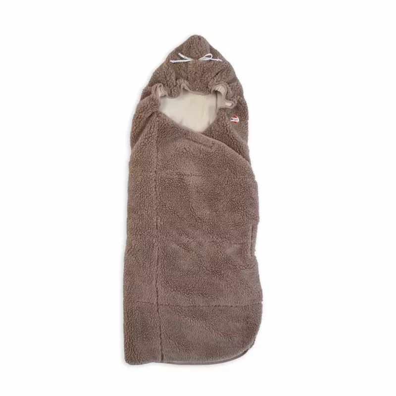 Lodger Wrapper Teddy Baby Wickel-Decke, Buffalo Plaid, 100x100 cm, Fleece, Klettverschluss, Kapuze mit Ohren