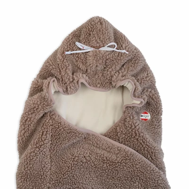 Lodger Wrapper Teddy Baby Wickel-Decke, Buffalo Plaid, 100x100 cm, Fleece, Klettverschluss, Kapuze mit Ohren