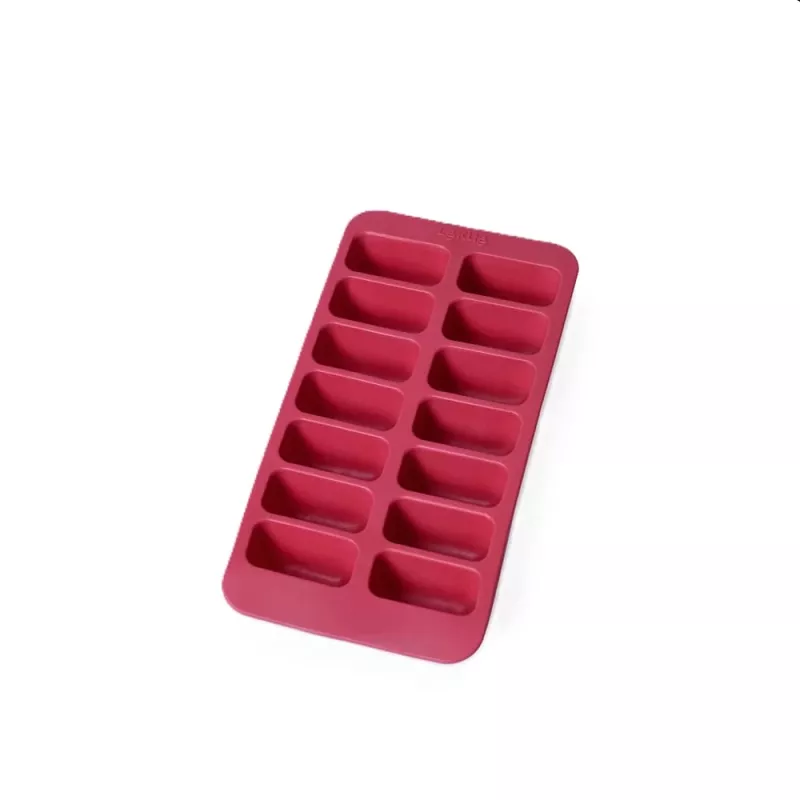 LEKUE Rechteckige Eiswürfelform mit Deckel, Rot, 15 Würfel, Platin-Silikon
