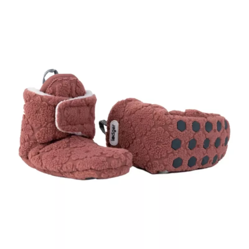 Lodger Slipper Folklore Fleece Baby Hausschuhe, 6-12 Monate, Rosewood