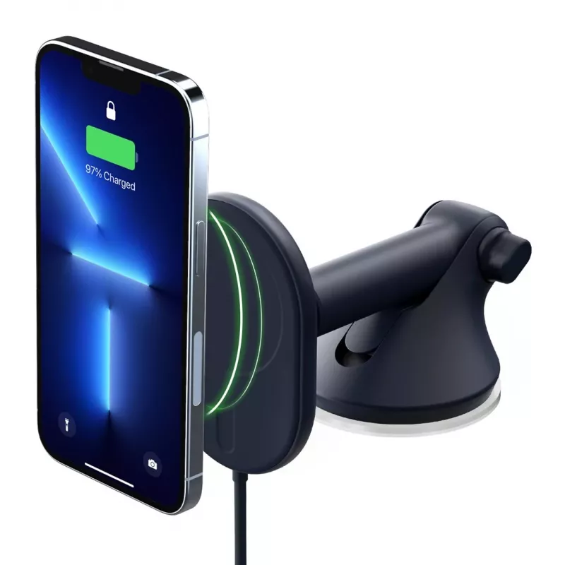 iOttie Velox Magnetisches Kabelloses Ladegerät Armaturenbrett & Windschutzscheibenhalterung - 7,5W Qi Schnellladung, MagSafe Kompatibel, Schwarz