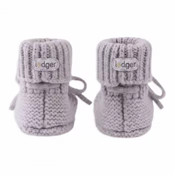 Lodger Slipper Merino Wool Baby-Booties, Stone, 0-6 Monate