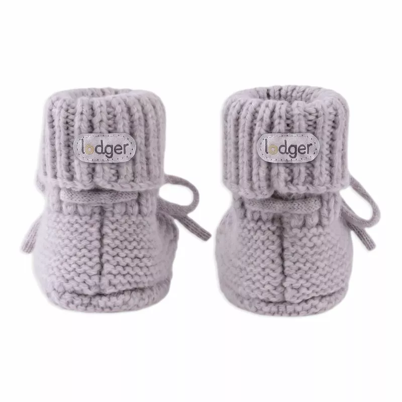 Lodger Slipper Merino Wool Baby-Booties, Stone, 0-6 Monate