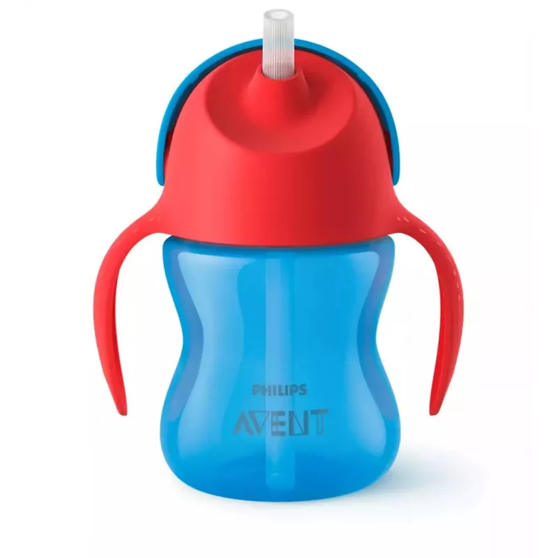 Philips AVENT Strohhalmbecher mit flexiblem Strohhalm, 200 ml, 9m+, Blau