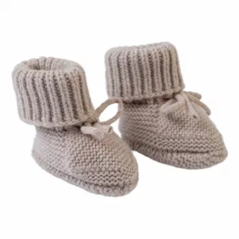 Lodger Slipper Folklore Merino-Woll-Babyschuhe, Beige, 0-6 Monate