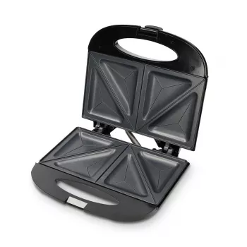 Melissa Sandwich-Toaster 750W Schwarz – Antihaft-Backflächen mit dreieckiger Form, Cool-Touch-Griff, Verriegelungsclip, vertikale Aufbewahrung