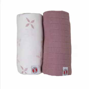 Lodger Swadler Solid Matcha Baumwoll-Pucktuch, Powder Rose, 110x110 cm, 2er-Pack