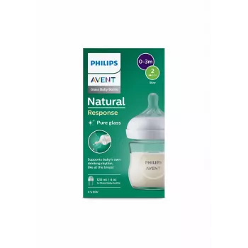 Philips Avent Natural Response Glas Babyflasche 125 ml mit Neugeborenen-Sauger, 0m+