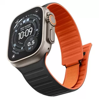Spigen Athlex Air M Armband für Apple Watch 8/9/10/11/SE/Ultra (44/45/46/49 mm) – Schwarz/Orange
