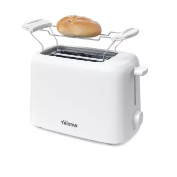 Tristar BR-1061 Toaster mit Brötchenaufsatz, Auftaufunktion, Aufwärmfunktion, Überhitzungsschutz, Weiß