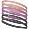 Nike Swoosh Sport Metallic Haargummis 6er-Pack – Pfirsich, Rosa, Grau
