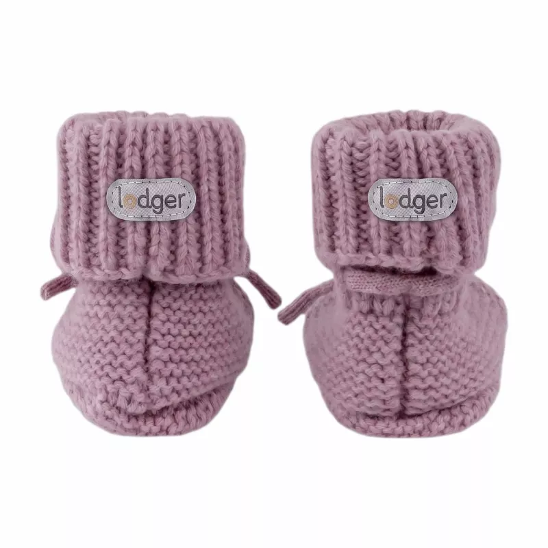 Lodger Hausschuh Merino-Wolle Baby-Booties, Mauve, 0-6 Monate