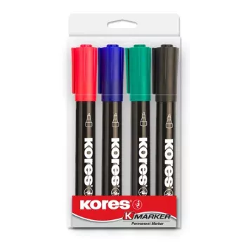 Kores K MARKER Permanentmarker, Keilspitze, 3-5 mm, verschiedene Farben, 4er-Set M20945