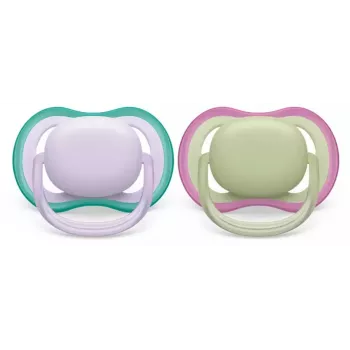 Philips Avent Ultra Air Schnuller 0-6 Monate, 2er-Pack, Mädchen Rosa/Lila, SCF085/24