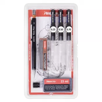 ARISTO mg1 pro College Tuschefüller-Set, 3 Füller 0,25 / 0,50 / 0,70 mm, 6-teilig (AR64310)