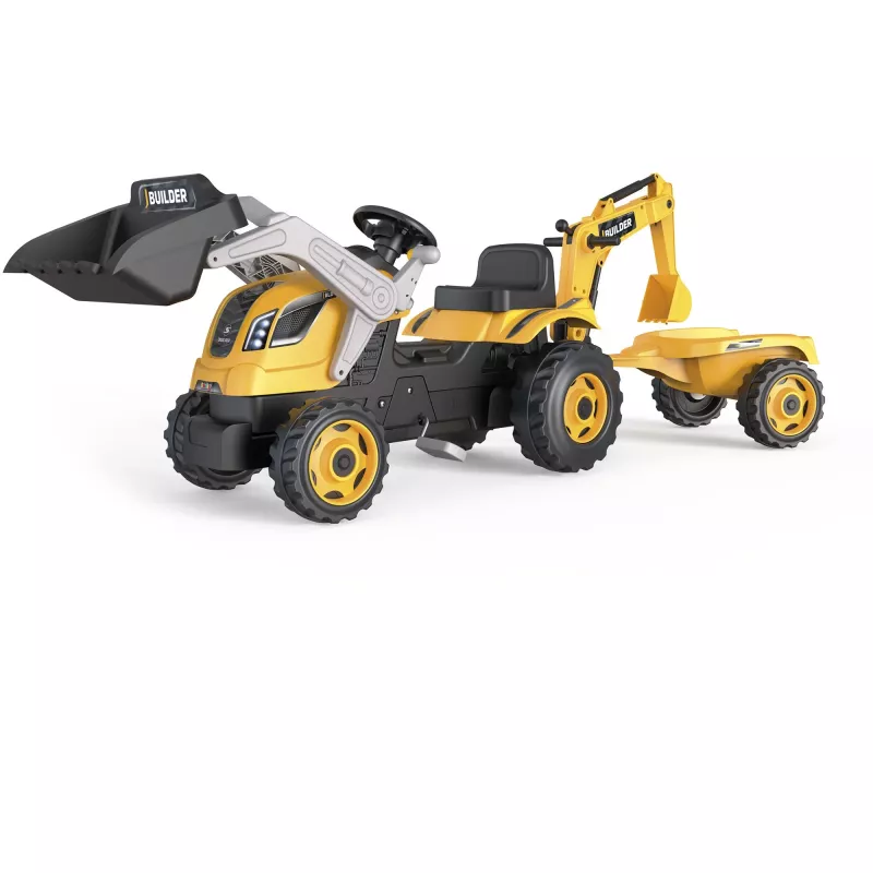 SMOBY Tractor Max pedalbetriebenes Aufsitzspielzeug mit Anhänger, Grün, ab 3 Jahren