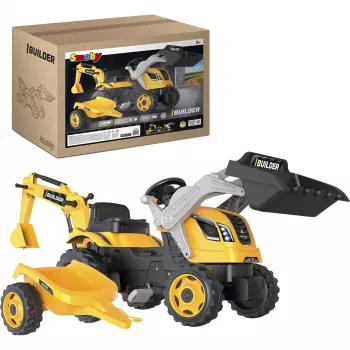 SMOBY Tractor Max pedalbetriebenes Aufsitzspielzeug mit Anhänger, Grün, ab 3 Jahren