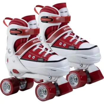 HUDORA Rollschuhe Größe 32-35 Rot/Weiß Sneaker-Look Quad Skates