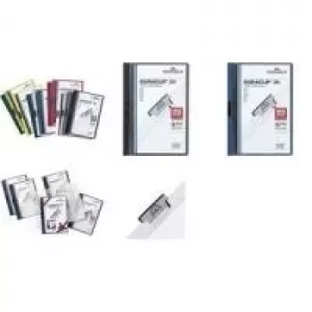 DURABLE DURACLIP ORIGINAL 30 A4 Klemmhefter, Transparente Vorderseite, Weiße Rückseite, Metallklemme, 5er-Pack (2227-02)