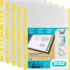 ELBA Dokumentenhüllen DIN A4 mit farbigem Rand, PP, gelb, 0,09 mm, kristallklar, oben offen, Eurolochung, 100er Pack (971619-08)