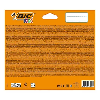 BIC KIDS Comfort Jumbo Filzstifte, verschiedene Farben, 12er-Pack, 1,4 mm Spitze, waschbar 517250
