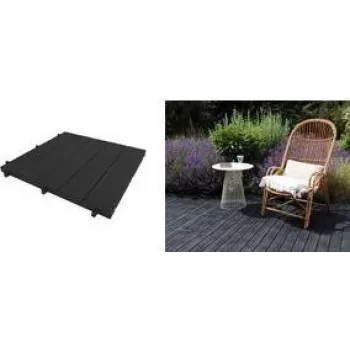 EDA Holzoptik Außenbodenfliese, 500 x 500 mm, Schwarz, UV- und chlorbeständig, rutschfest, 1 Stück (010939 NO)