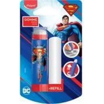 Maped Superman Kunststoff-Radiergummi mit Nachfüllung, Lippenstift-Stil Drehmechanismus, Blisterpackung 152033