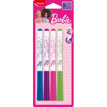 Maped Barbie Whiteboard-Marker, 4er-Pack, 1,5 mm Rundspitze, geruchsneutrale Trocken abwischbar, verschiedene Farben 741301