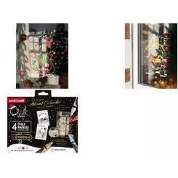 uni-ball Kreidemarker CF CHALK/4 009, Christmas Box TRADI, verschiedene Farben, Rundspitze, 1,8-2,5 mm, 4 Stück