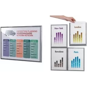 PAPERFLOW Wandmontiertes Info-Display A4 Aluminium-Grau 4er-Pack 4066x4.35