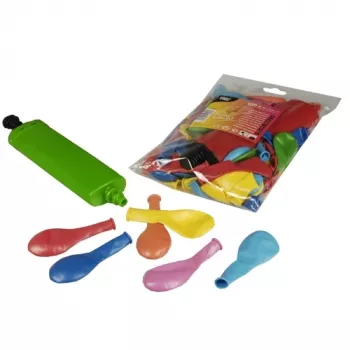 PAPSTAR Luftballons mit Pumpe, verschiedene Farben, 220 mm Durchmesser, 1 Set (19328)