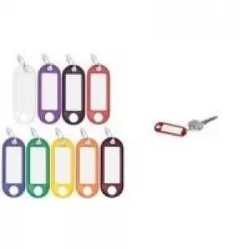 WEDO Schlüsselanhänger mit Ring, Durchmesser 18 mm, violettes Kunststoffgehäuse, weißes beschreibbares austauschbares Etikett 262 801808