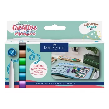 Faber-Castell Goldfaber Creative Marker Set Creative Haven, 6 verschiedene Farben, Tinte auf Wasserbasis, Pinselspitze 160603