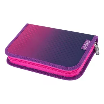 HERLITZ Schlamperetui Dip Dye Pink/Lila, 31 Teile, Polyester, 205 x 140 x 38 mm, 2 Klappen, Reißverschluss 400205910