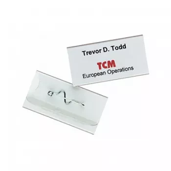 DURABLE Namensschild 30x60mm mit Wellennadel, Transparent, 10 Stück 860619