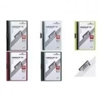 DURABLE DURACLIP ORIGINAL 60 A4 Klemmhefter mit Metallklemme, transparenter Vorderdeckel, schwarzer Rückdeckel, 5er-Pack 2238-01