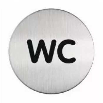DURABLE PICTO WC-Türschild, rund 83 mm, selbstklebend, Silber/Schwarz 490723